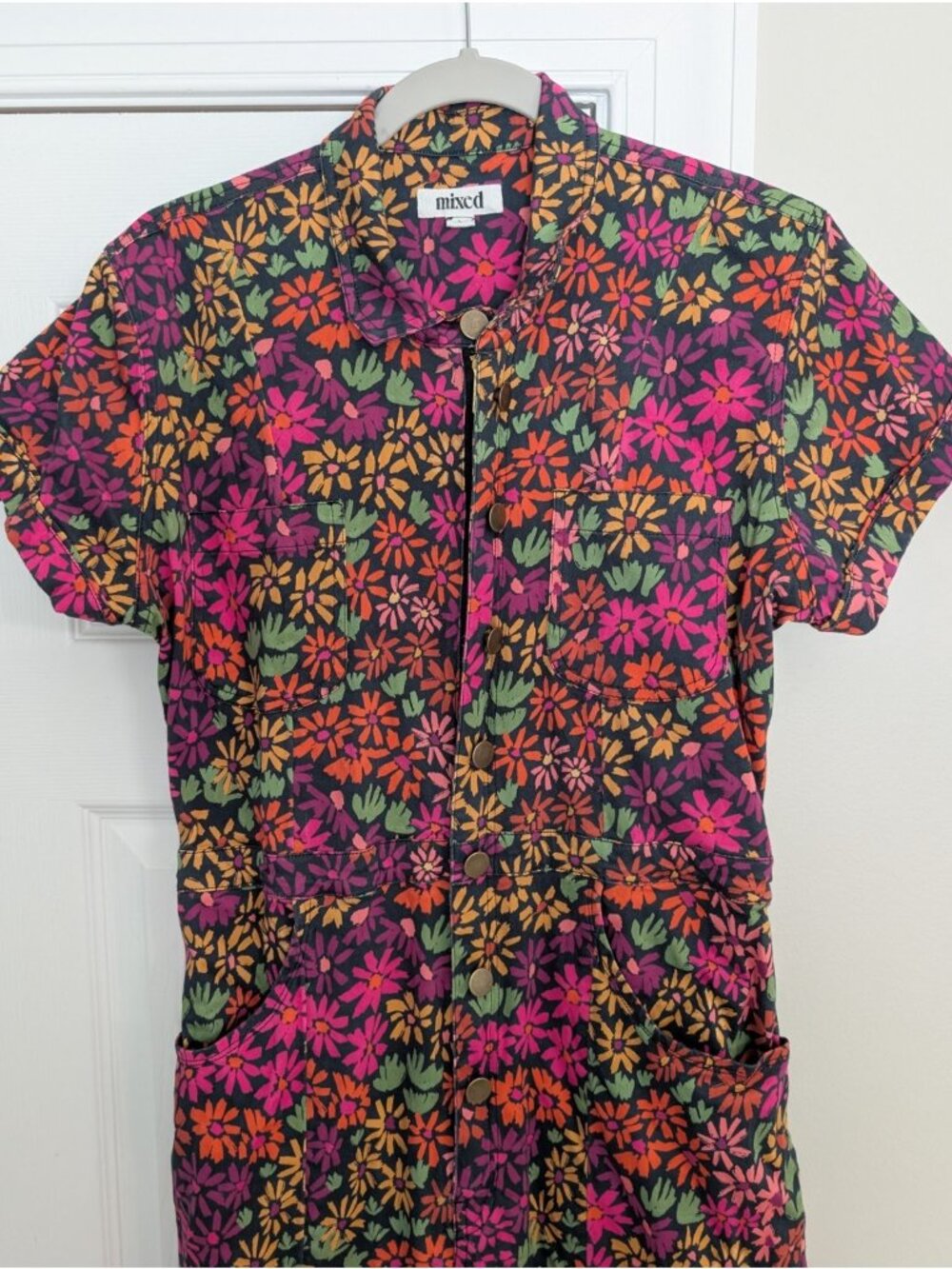 Mixed By Nasrin Hazy Daisy Classic Jumpsuit Full Zip Size L Maximalists - Picture 2 of 9